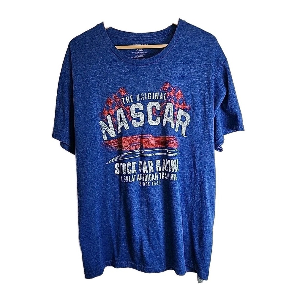 Vintage Original NASCAR Mens 2XL Blue Short Sleeve Stock Car Racing Graphic Tee